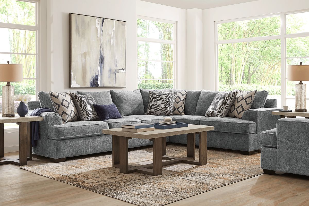 Landon Hills Gray Polyester Fabric 2 Pc Sectional | Rooms to Go