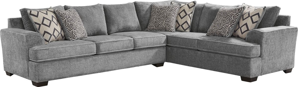 Landon Hills 5 Pc Gray Polyester Fabric Living Room Set With 2 Pc ...