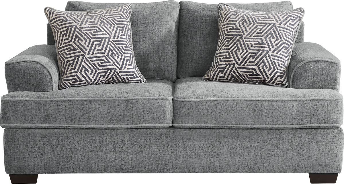 Landon Hills 2 Pc Gray Polyester Fabric Living Room Set With Sofa ...