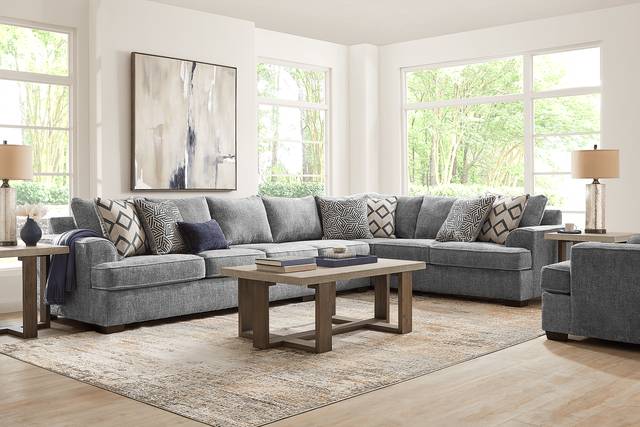 Landon Hills Woven Gray 3 Pc Sectional - Thumbnail - Image 2