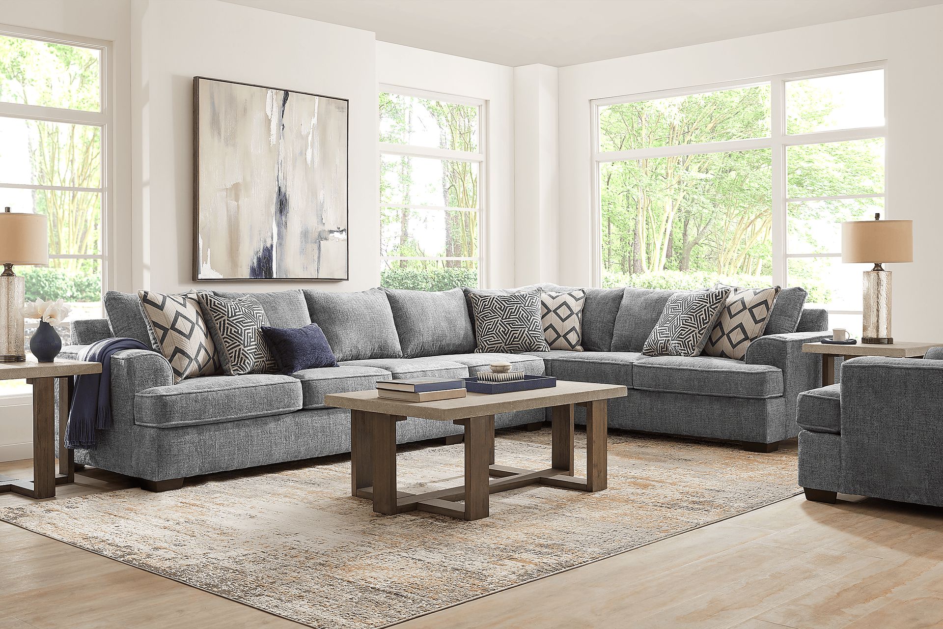 Landon Hills Woven Gray 3 Pc Sectional - Image 2