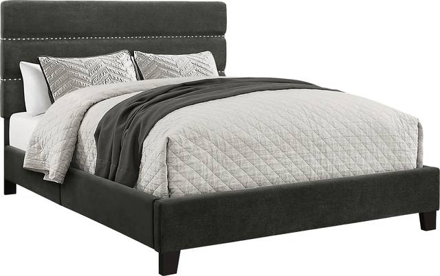 Landon Square Gray Queen Upholstered Bed - Thumbnail - Image 2
