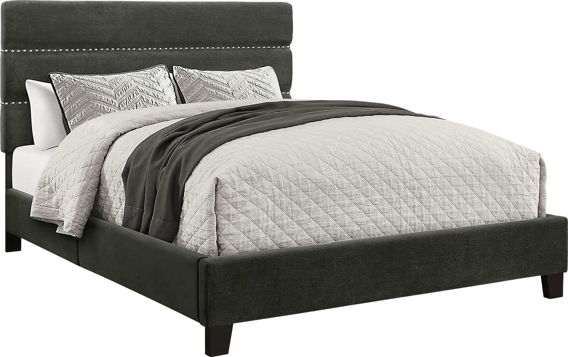 Landon Square Gray Queen Upholstered Bed - Image 2