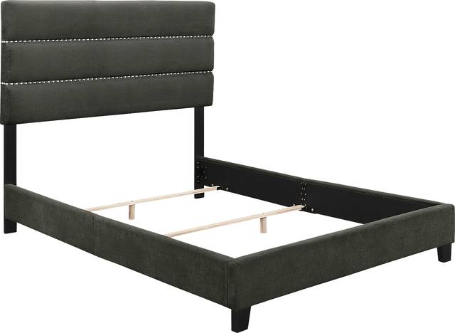 Landon Square Gray Queen Upholstered Bed - Thumbnail - Image 3