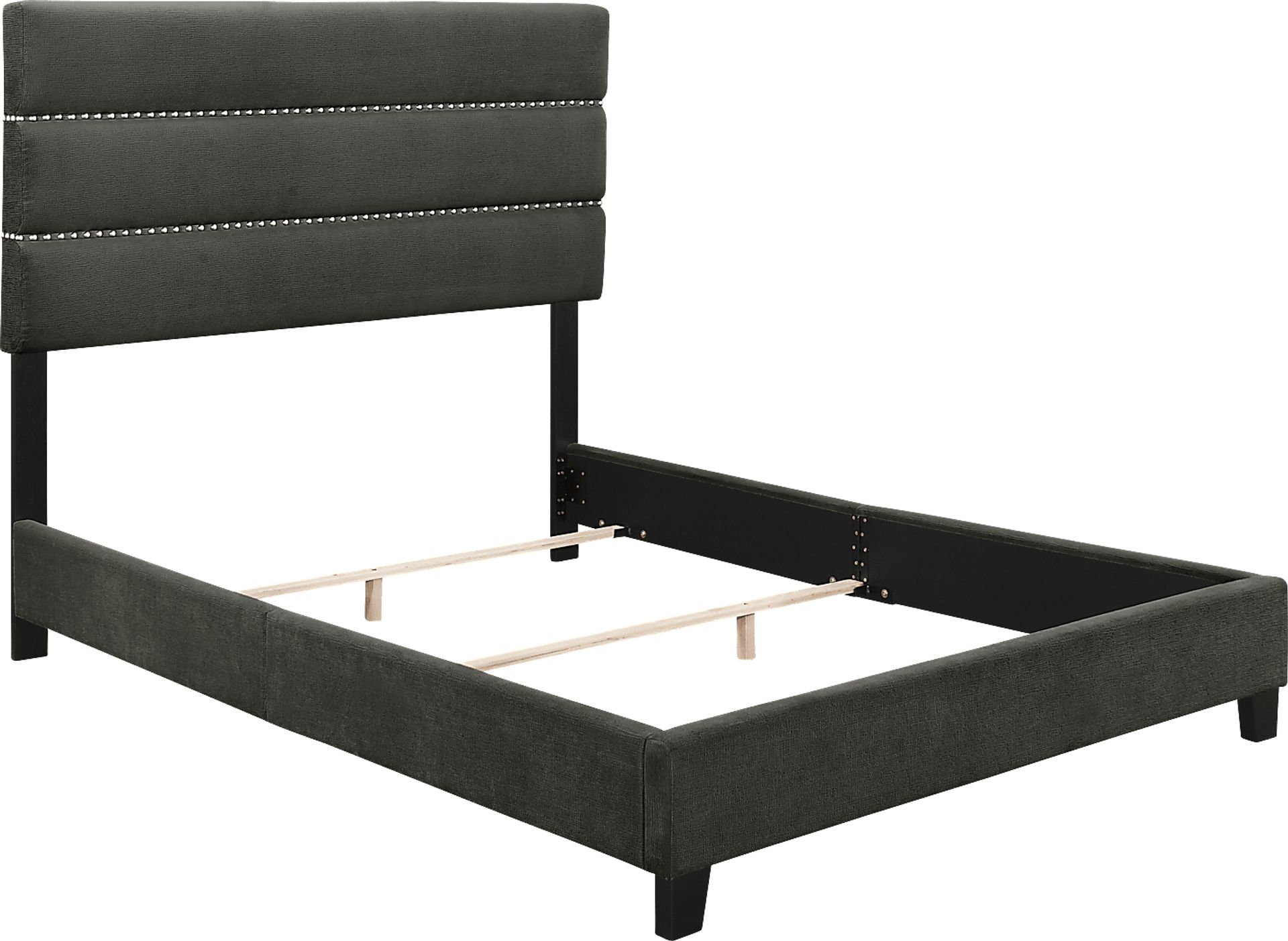 Landon Square Gray Queen Upholstered Bed - Image 3