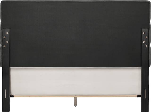 Landon Square Gray Queen Upholstered Bed - Thumbnail - Image 4