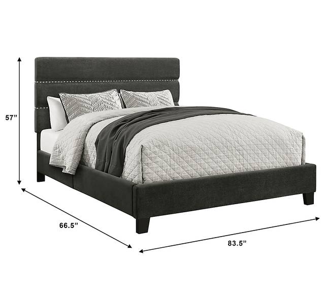 Landon Square Gray Queen Upholstered Bed - Thumbnail - Image 7