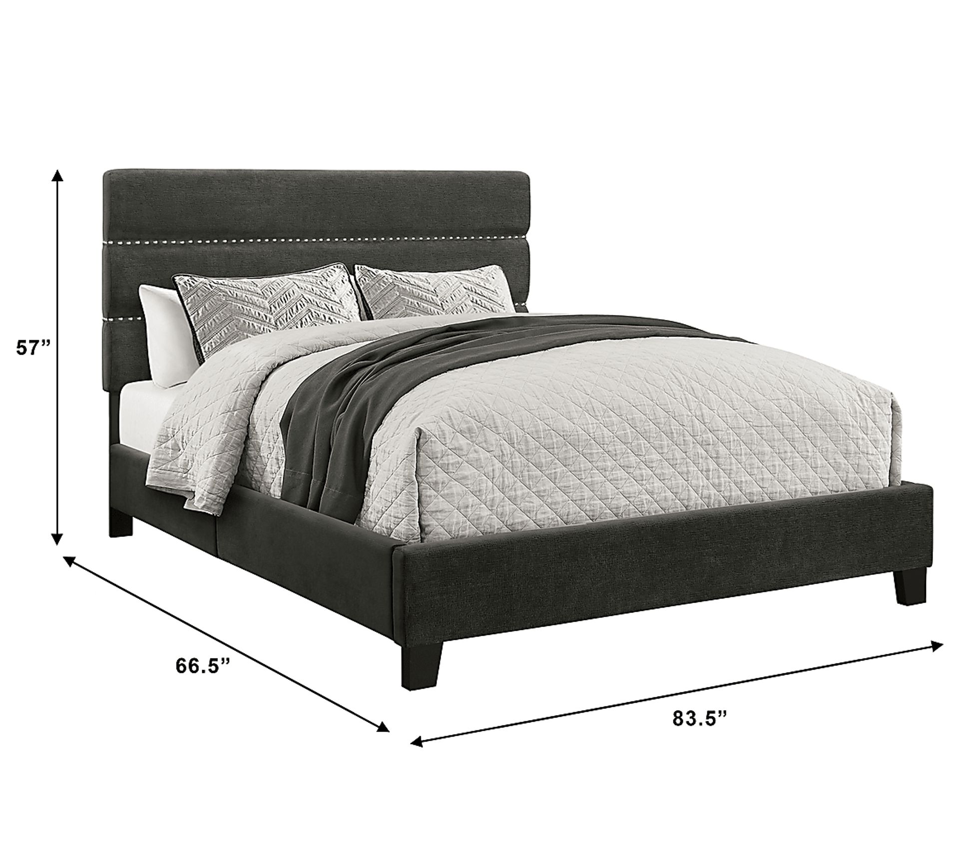 Landon Square Gray Queen Upholstered Bed - Image 7