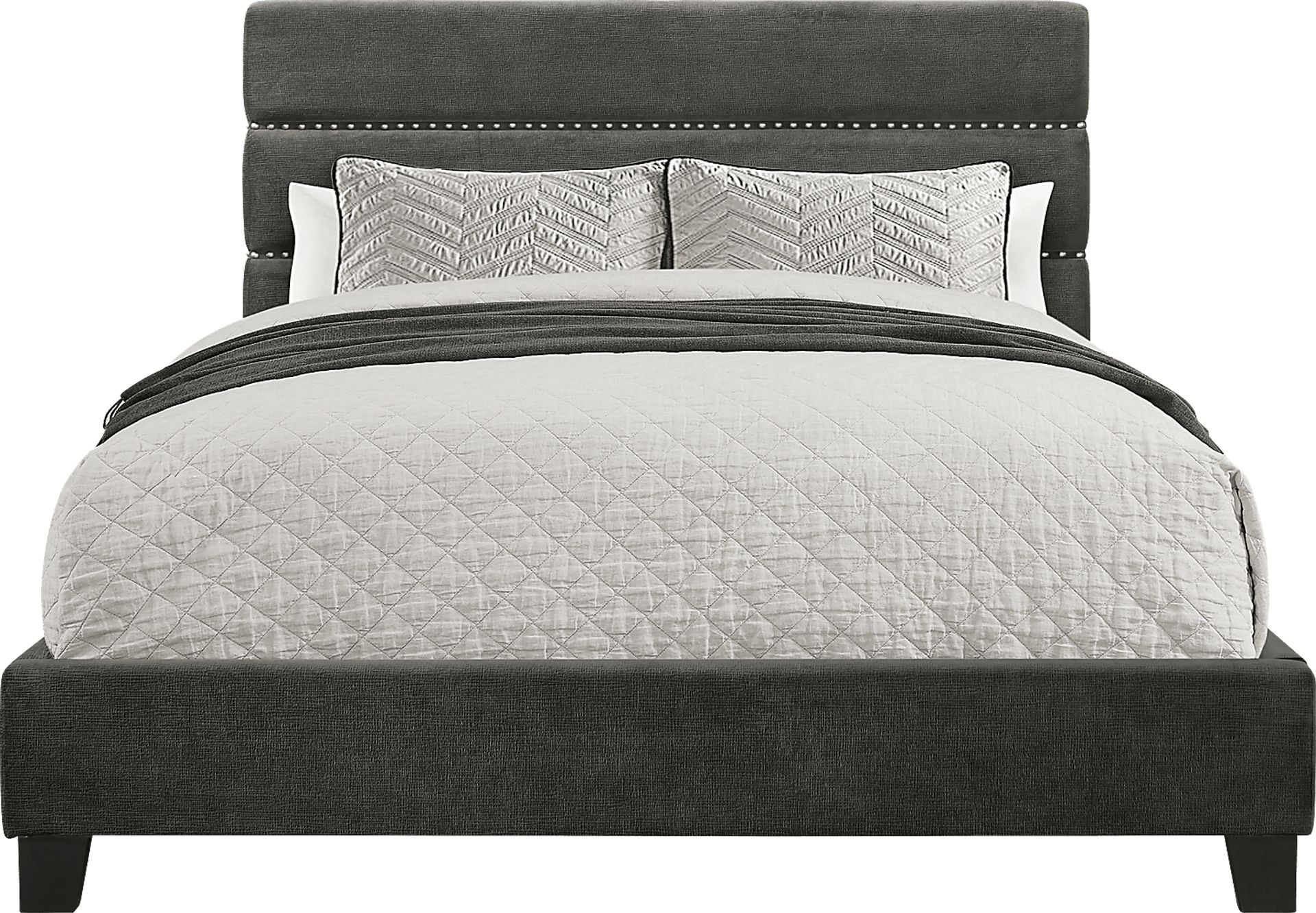 Landon Square Gray Queen Upholstered Bed - Image 1