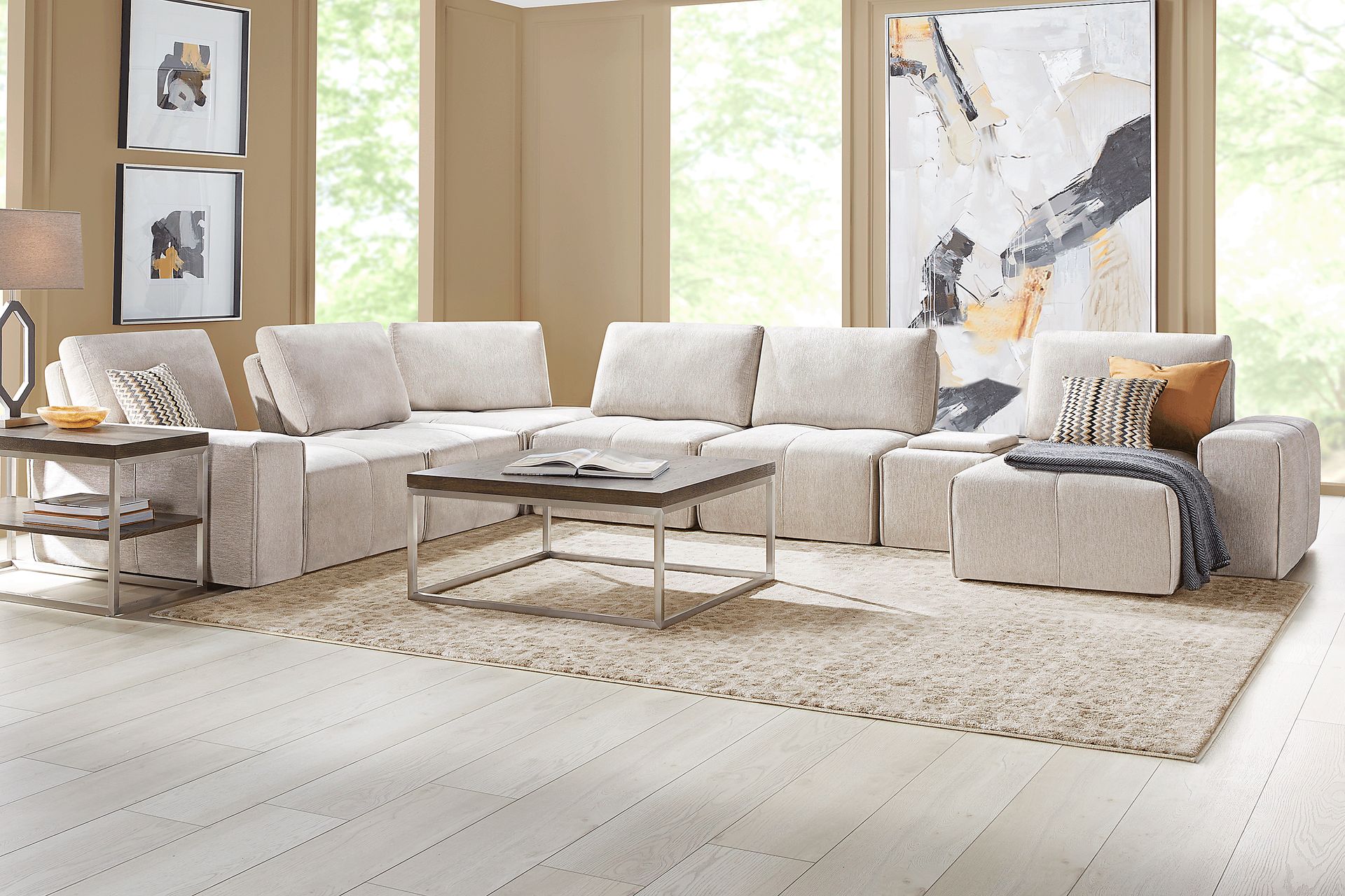 Laney Beige 7 Pc Sectional - Image 2