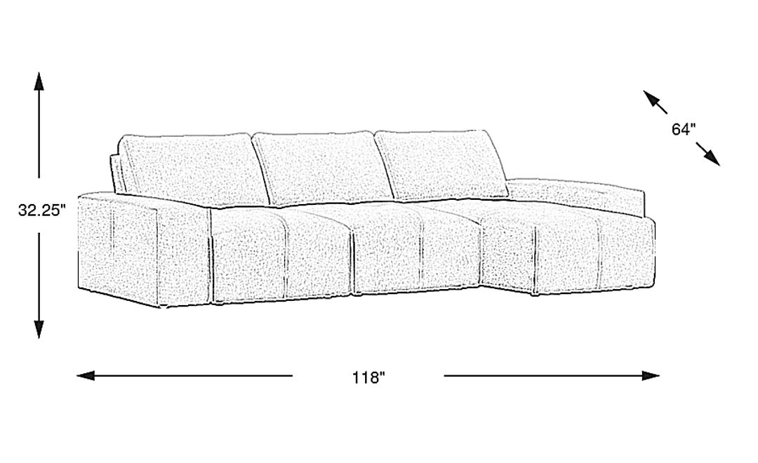 Laney 3 Pc Right Chaise Sectional