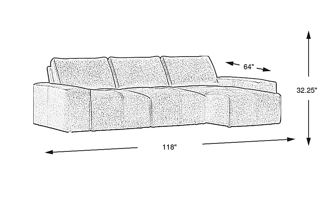 Laney 3 Pc Right Chaise Sectional