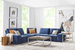 Laney Blue Chenille Fabric 5 Pc Sectional | Rooms to Go