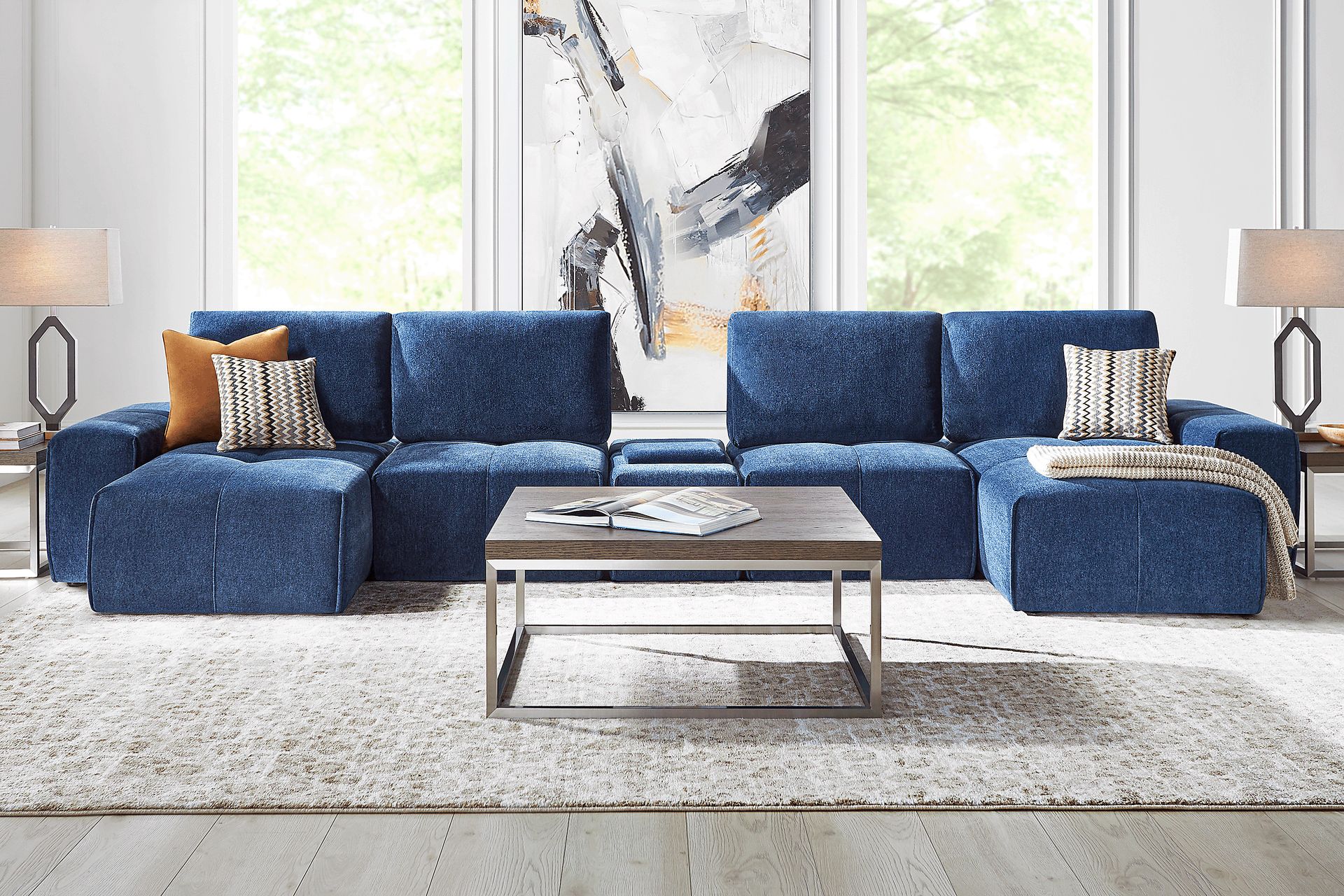 Laney Blue 5 Pc Sectional - Image 2