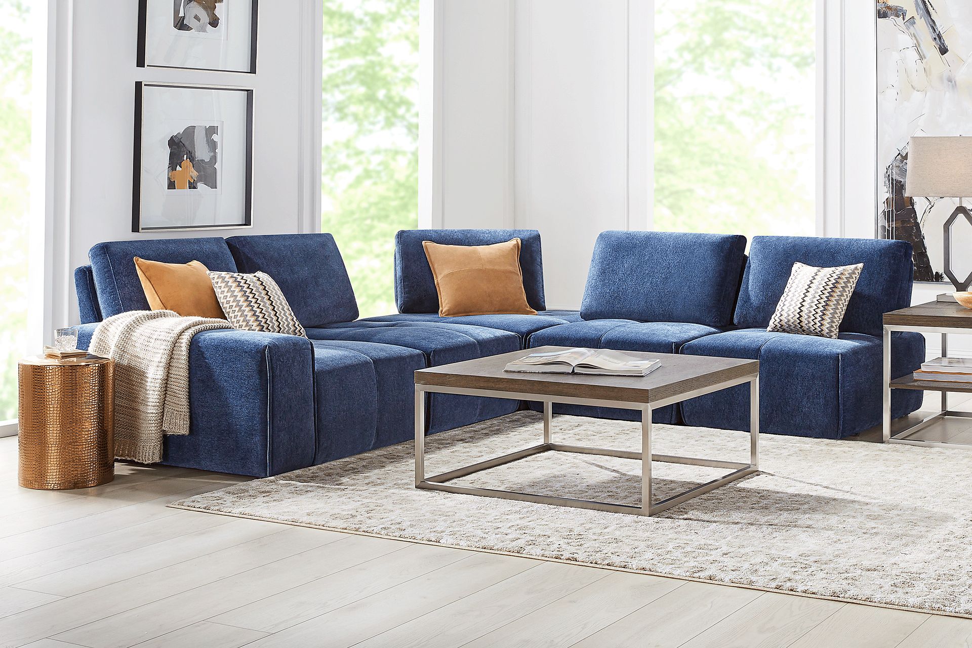 Laney Blue 5 Pc Sectional - Image 2