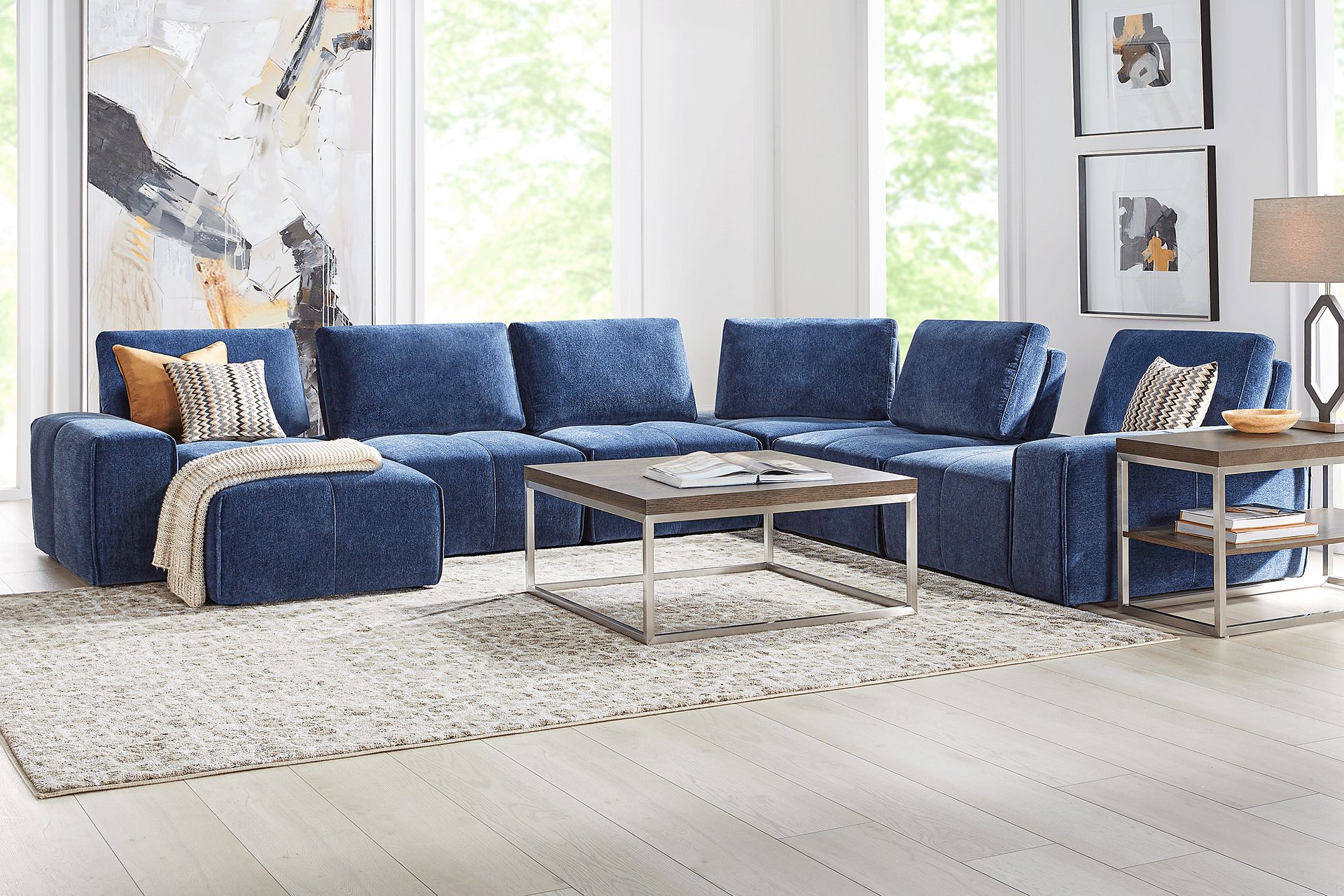 Laney Blue 6 Pc Sectional - Image 2