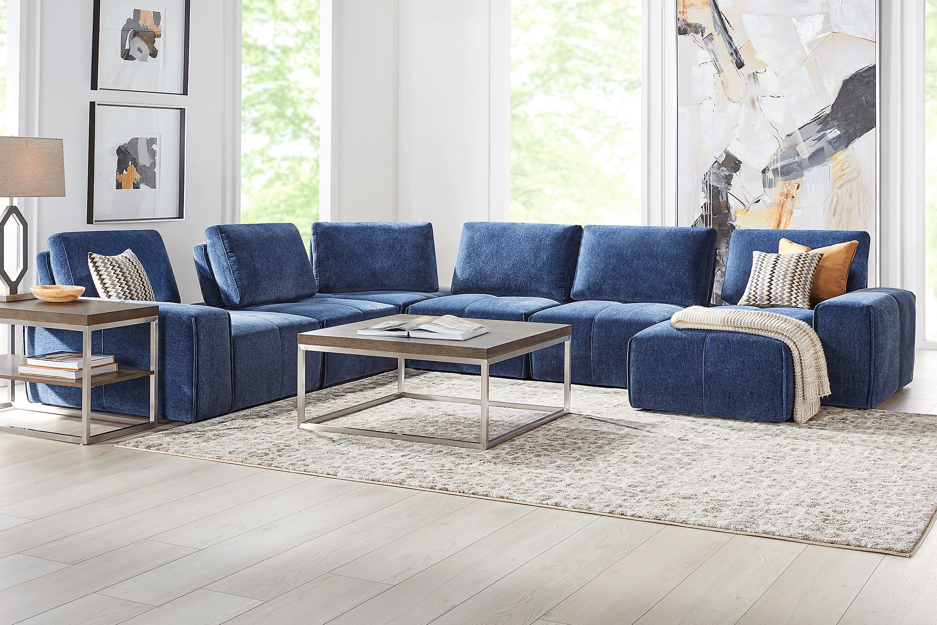 Laney Blue 6 Pc Sectional - Image 2