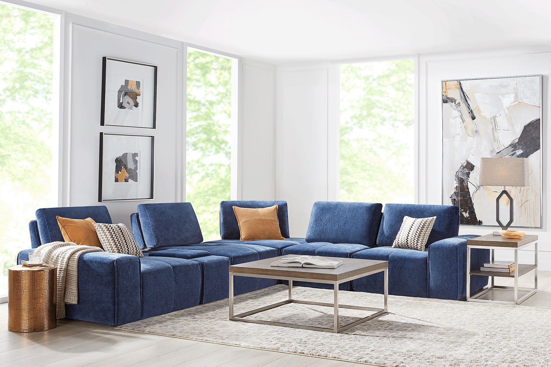 Laney Blue 6 Pc Sectional - Image 2