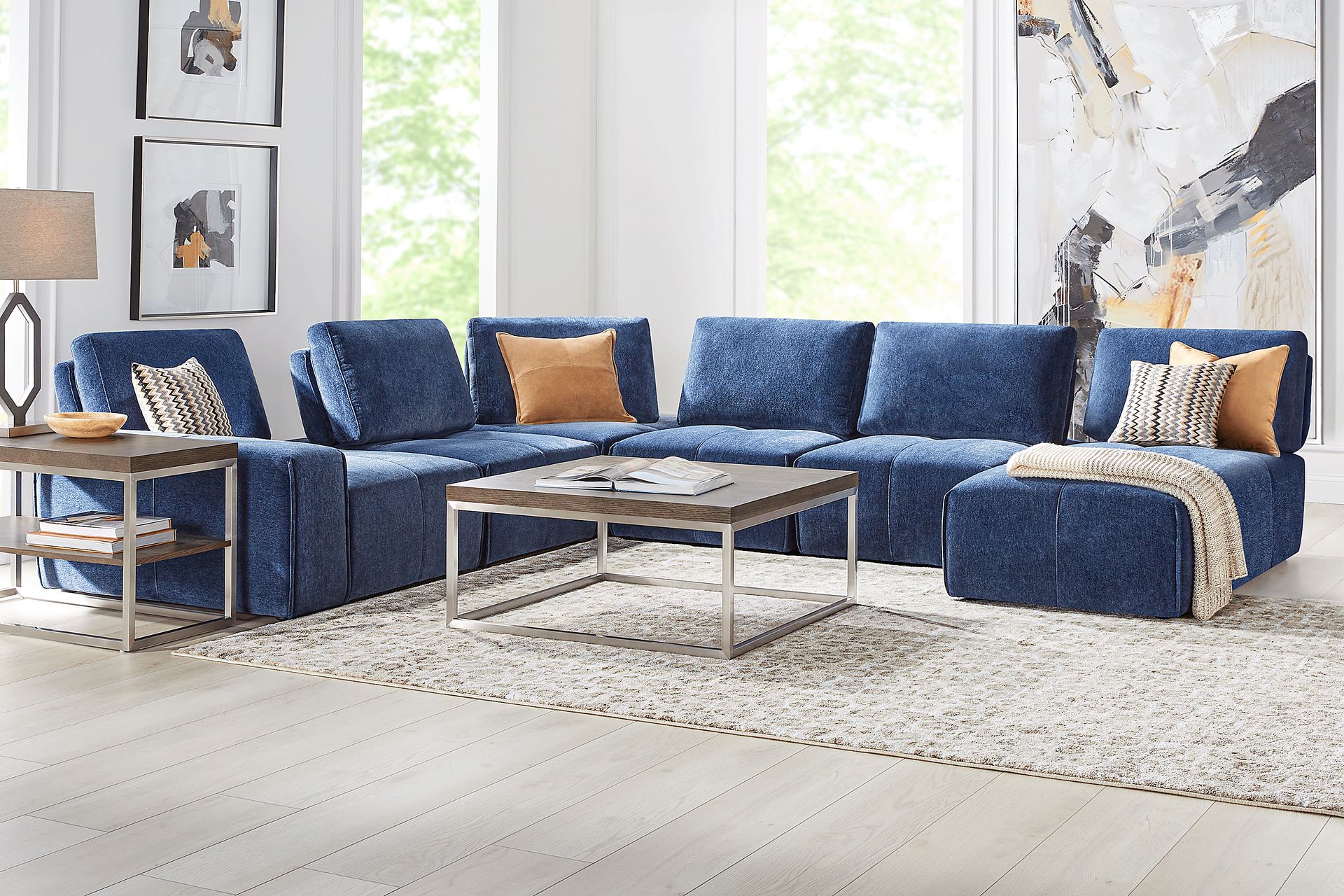 Laney Blue 6 Pc Sectional - Image 1