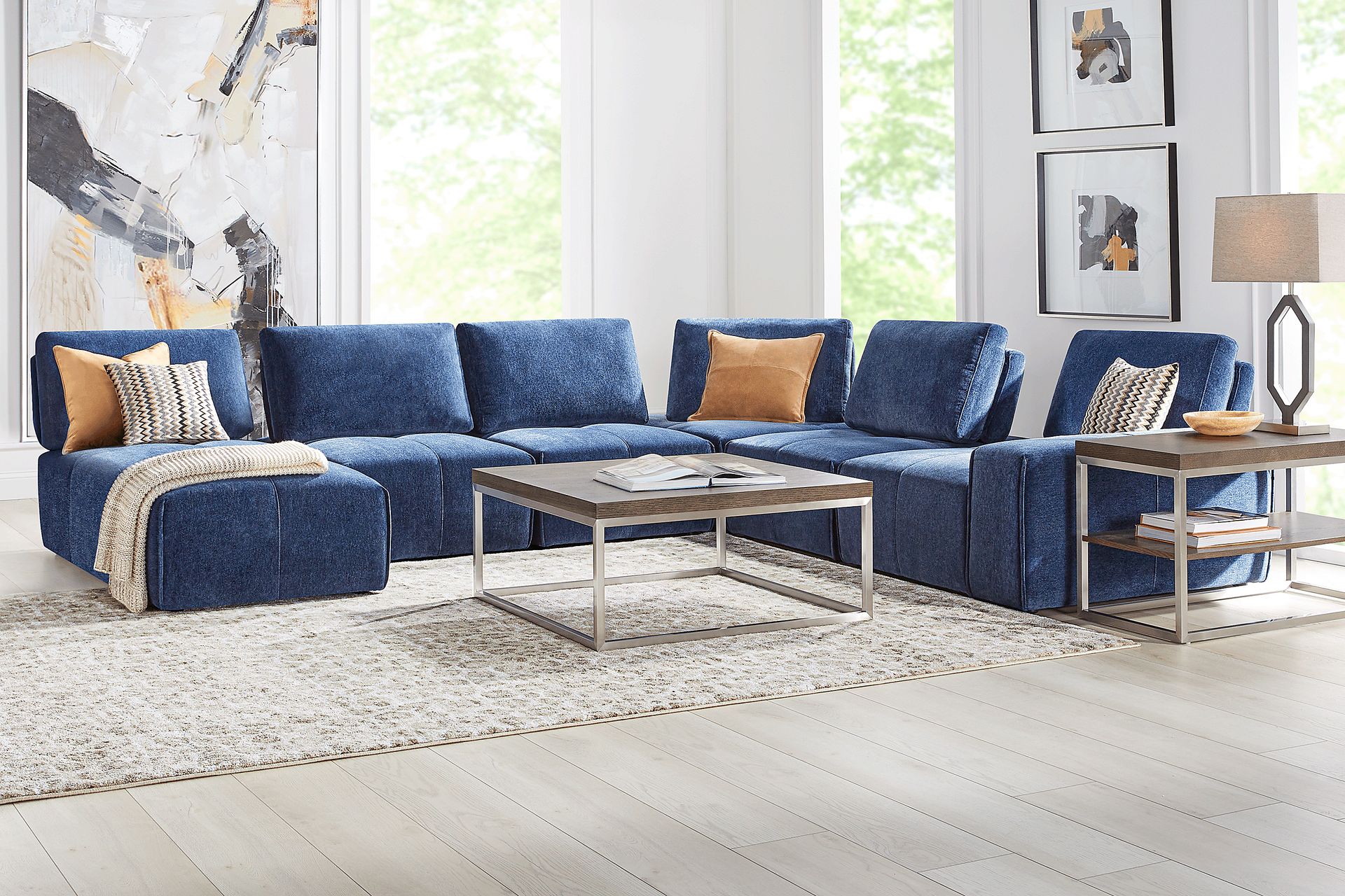 Laney Blue 6 Pc Sectional - Image 1