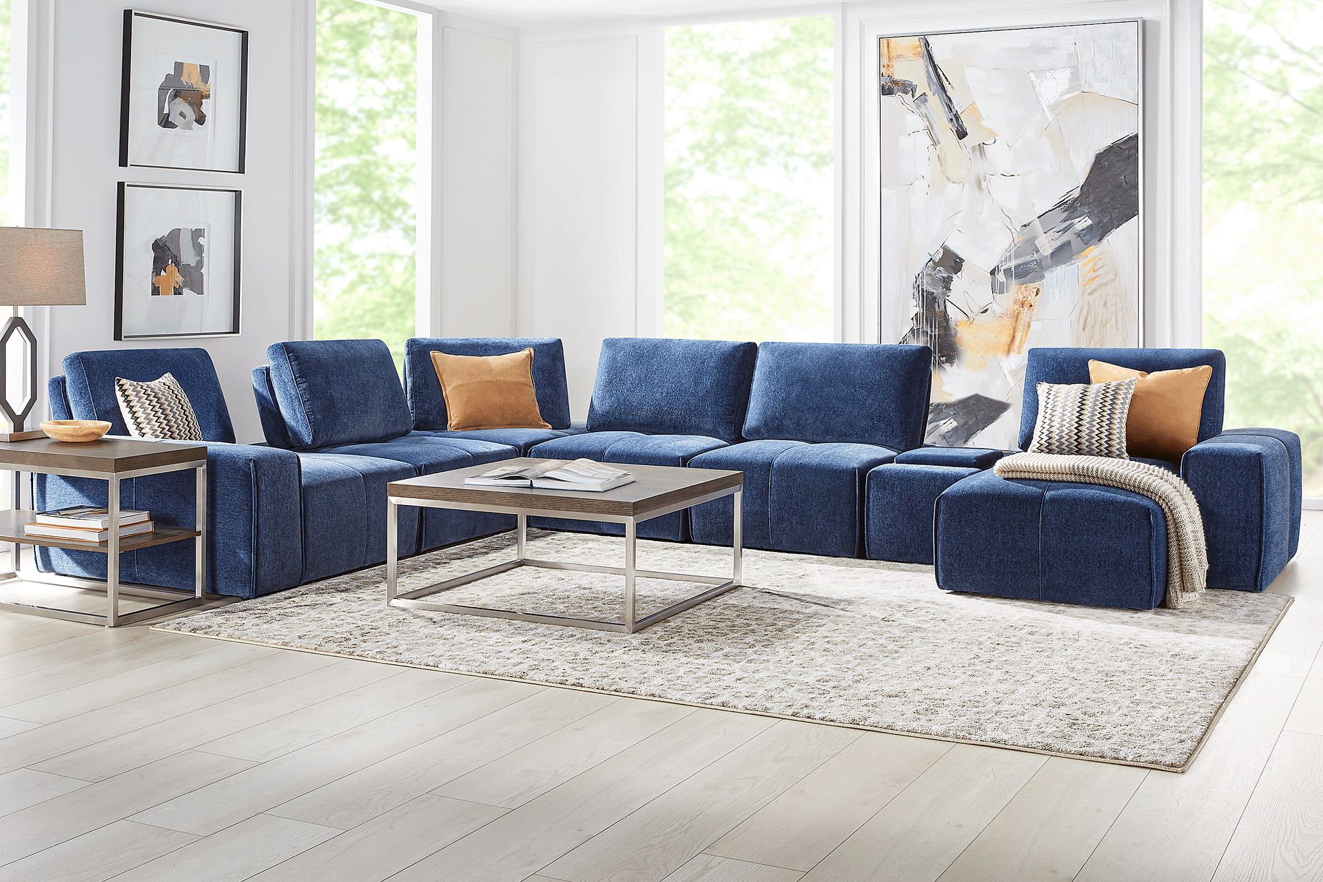 Laney Blue 7 Pc Sectional - Image 2