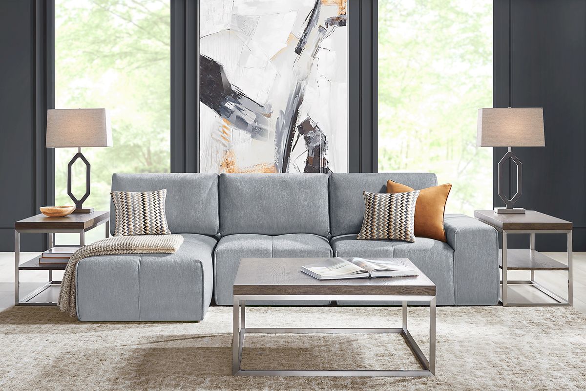 Laney Gray Chenille Fabric 3 Pc Left Chaise Sectional Rooms to Go