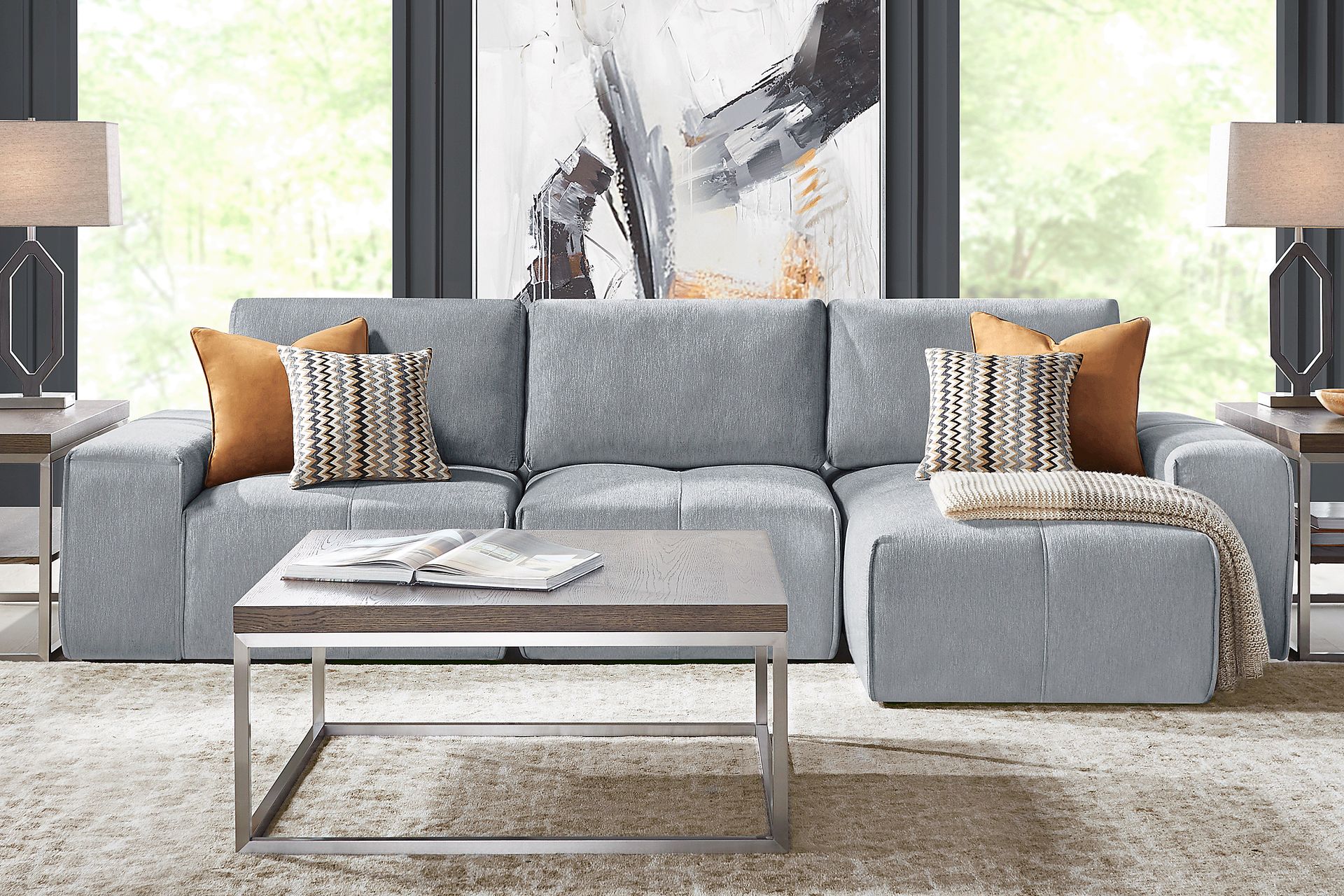 Laney Gray 6 Pc Sectional Living Room - Image 1