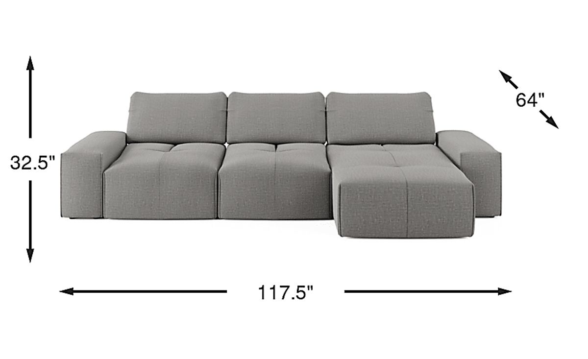 Laney Park Dark Gray Textured 3 Pc Right Arm Chaise Sectional