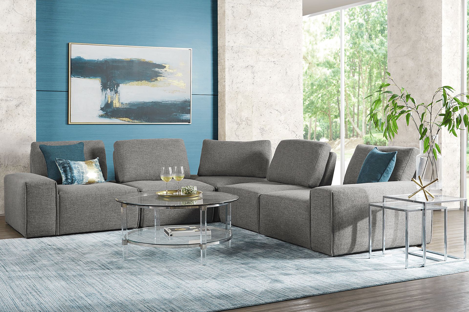 Laney Park Dark Gray 5 Pc Sectional - Image 2