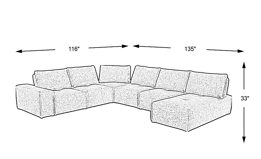 Laney Park Dark Gray 6 Pc Sectional