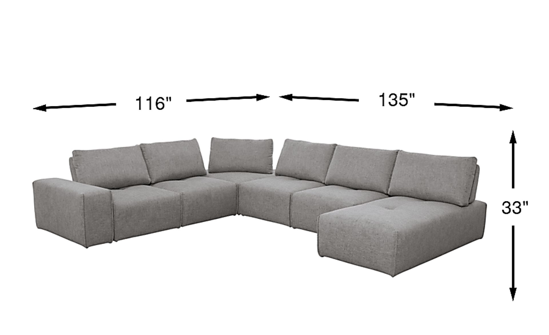 Laney Park Dark Gray Textured 6 Pc Left Arm Chair Sectional