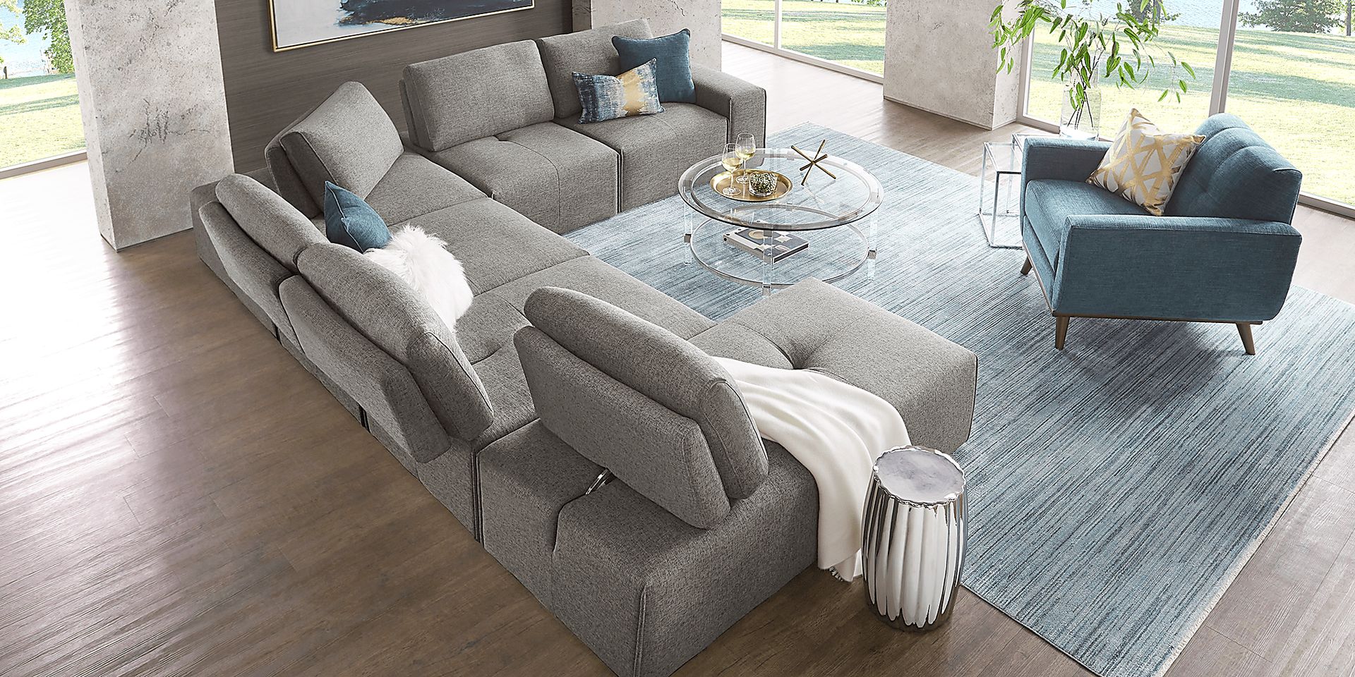 Laney Park Dark Gray 6 Pc Sectional - Image 3