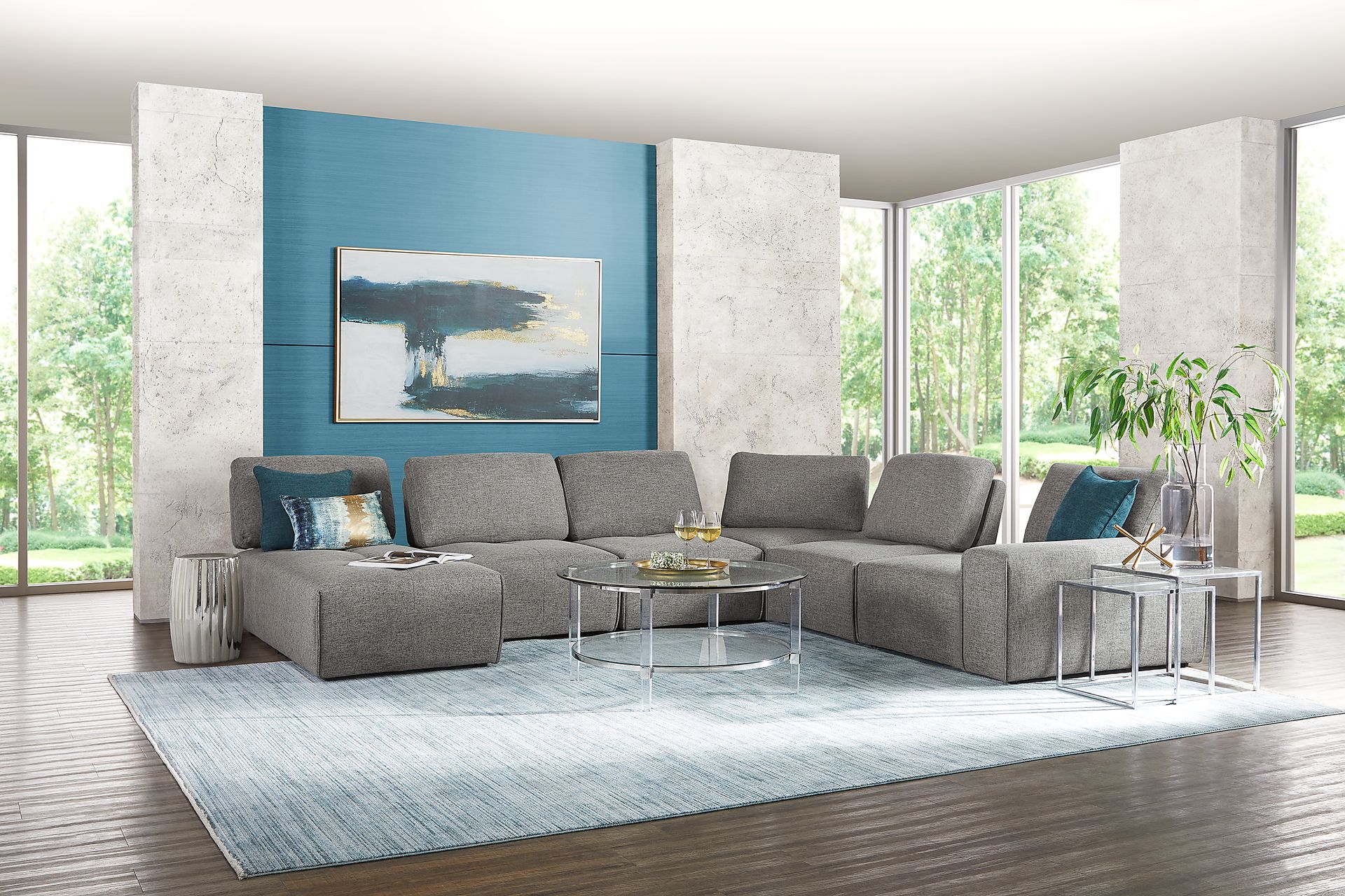Laney Park Dark Gray 6 Pc Sectional - Image 2