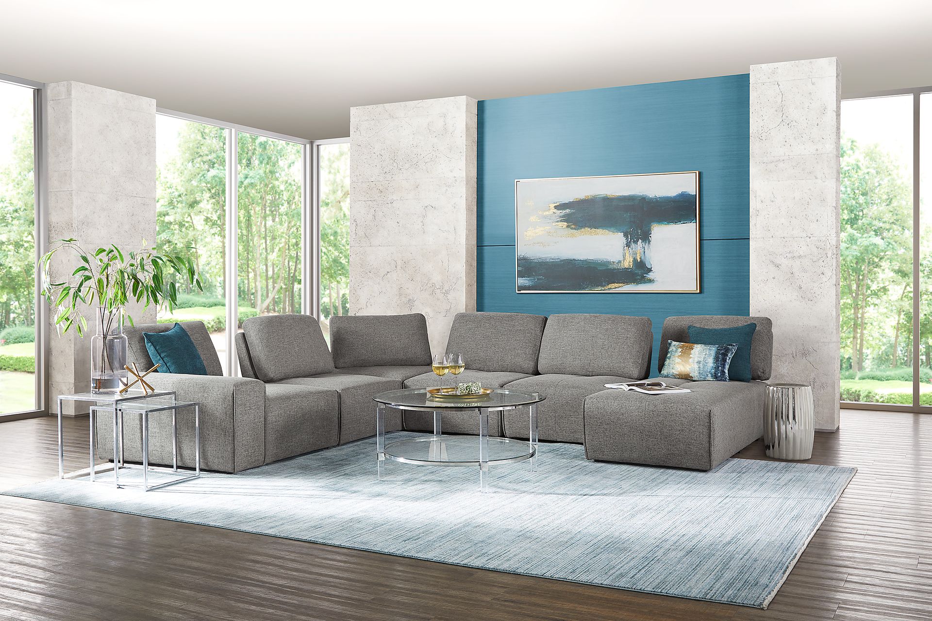 Laney Park Dark Gray 7 Pc Sectional - Image 2