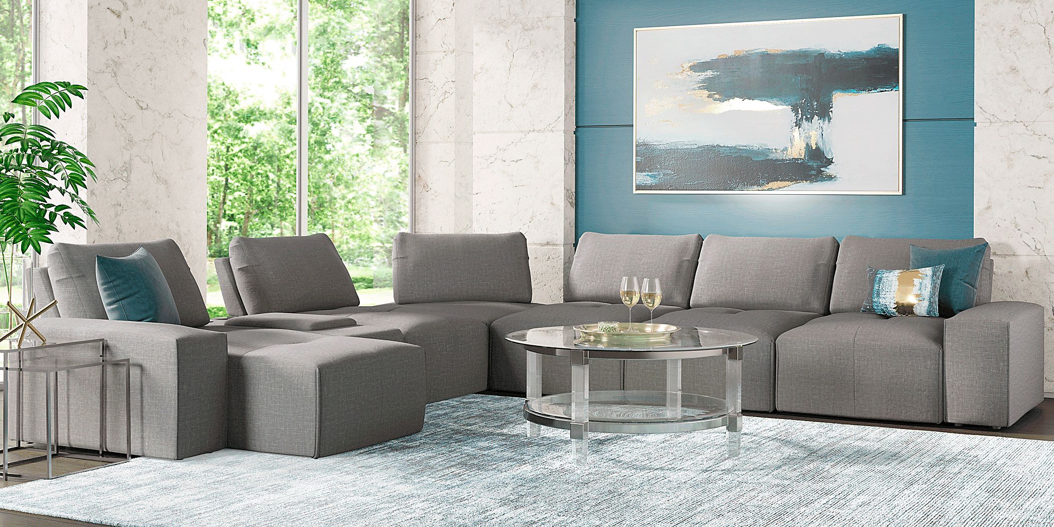 Laney Park Dark Gray 7 Pc Sectional Rooms To Go