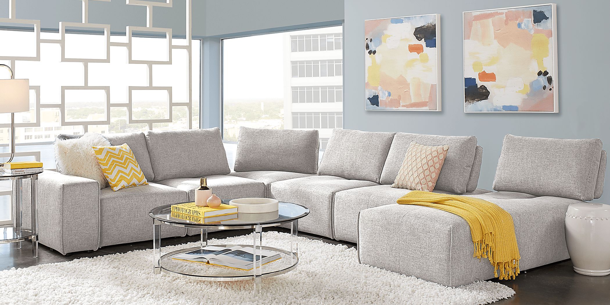 Laney Park Light Gray Textured 7 Pc Sectional Living Room Rooms to Go