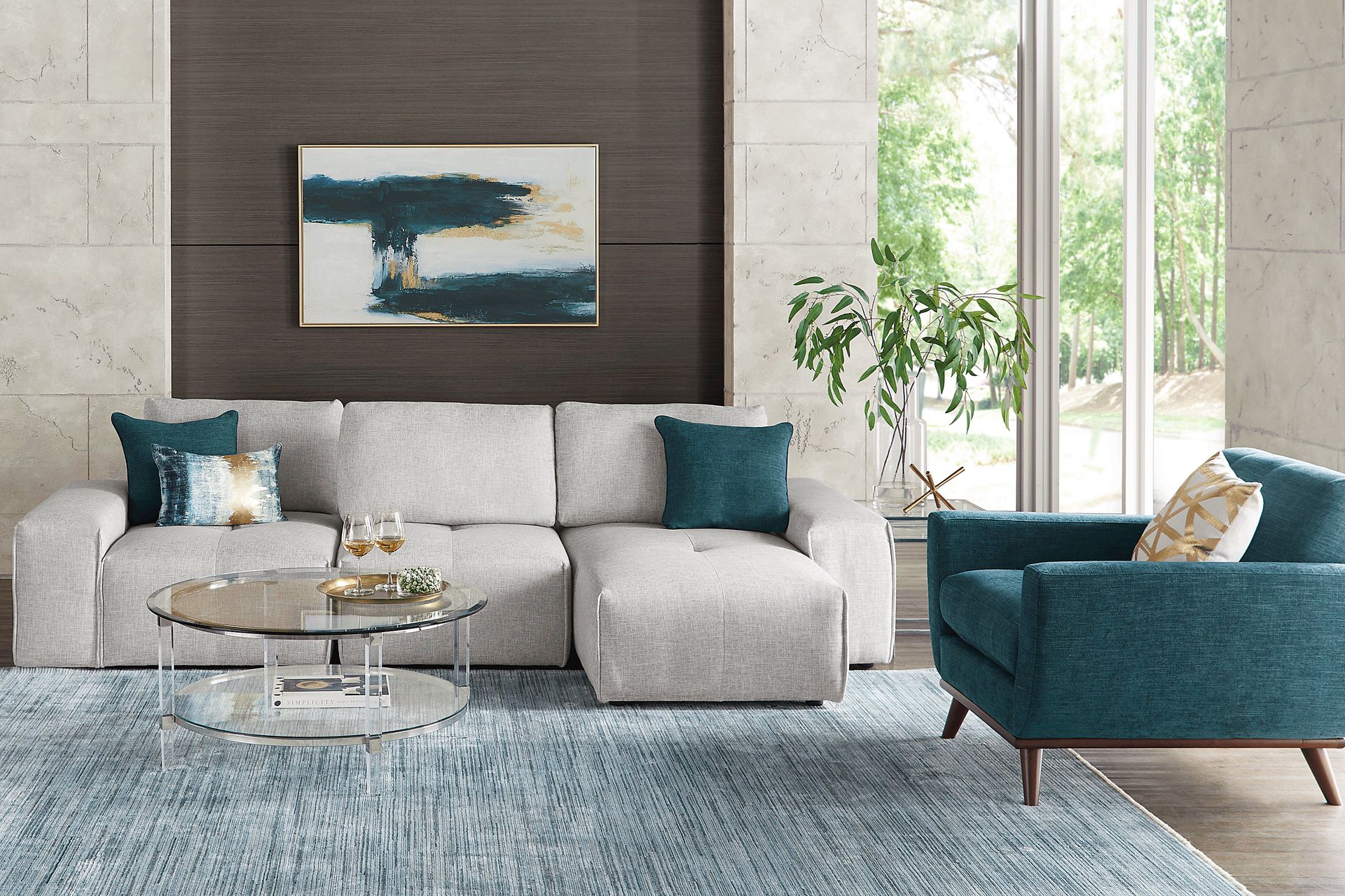 Laney Park Light Gray 3 Pc Sectional - Image 2