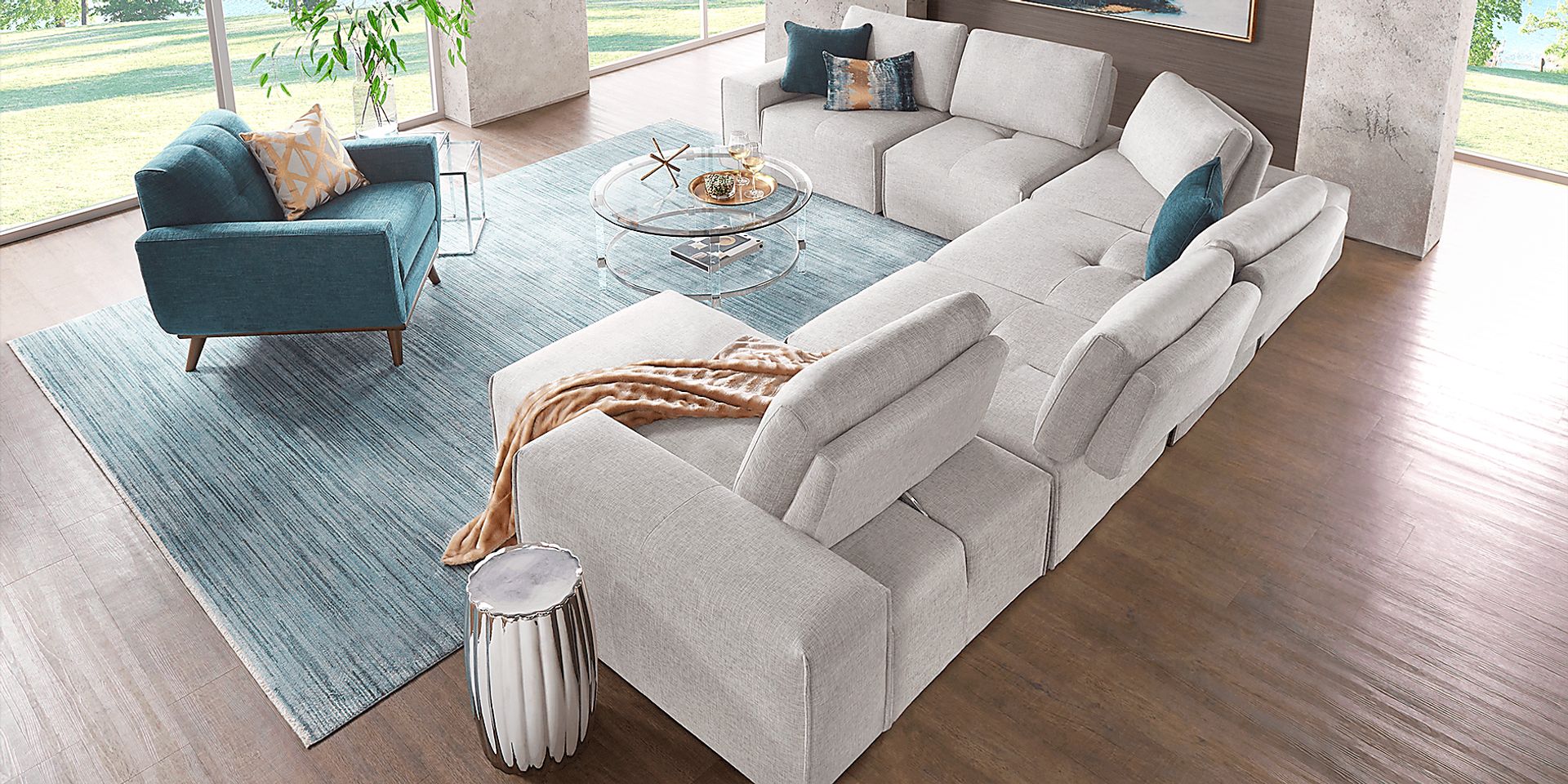 Laney Park Light Gray 6 Pc Sectional - Image 3