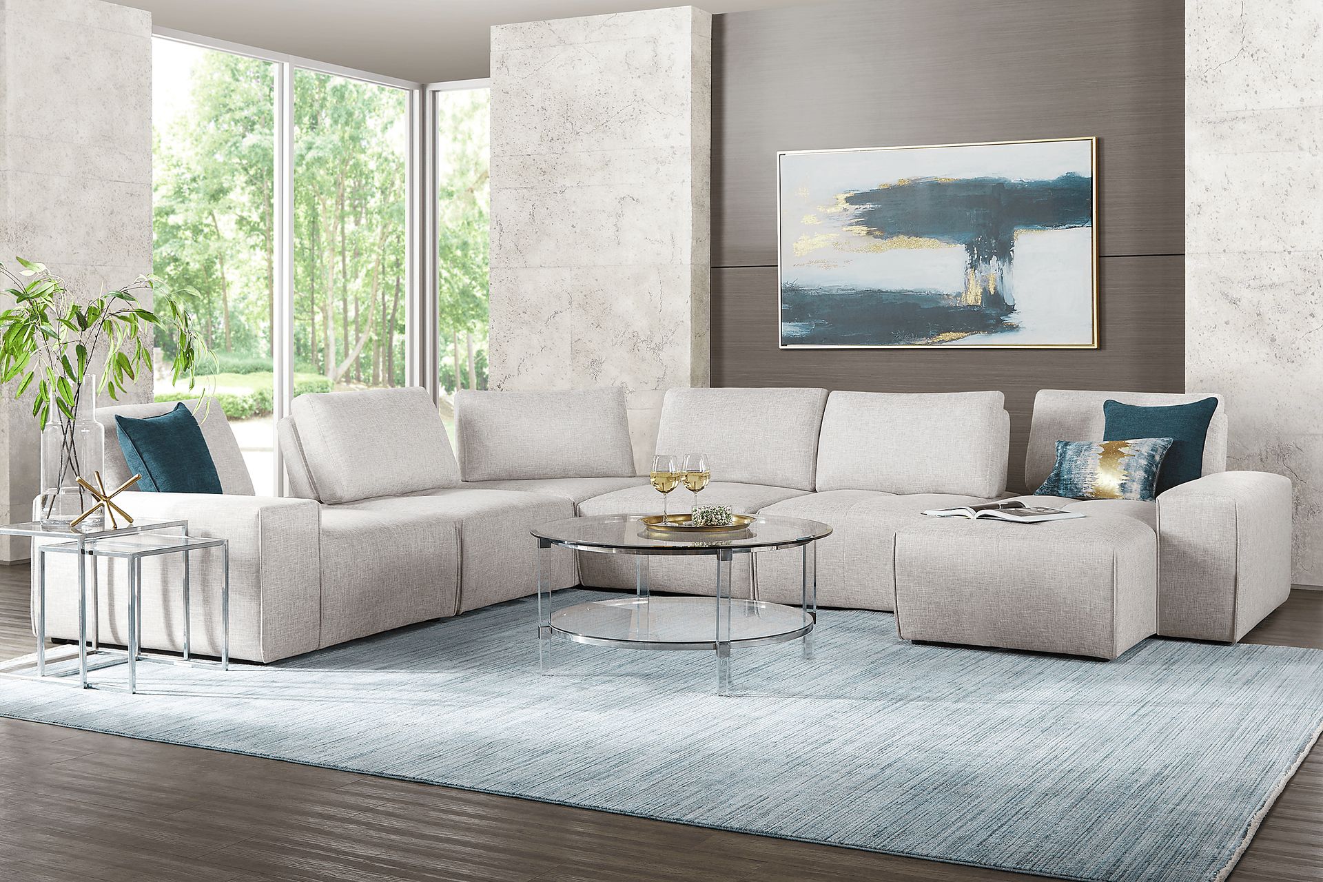 Laney Park Light Gray 6 Pc Sectional - Image 2