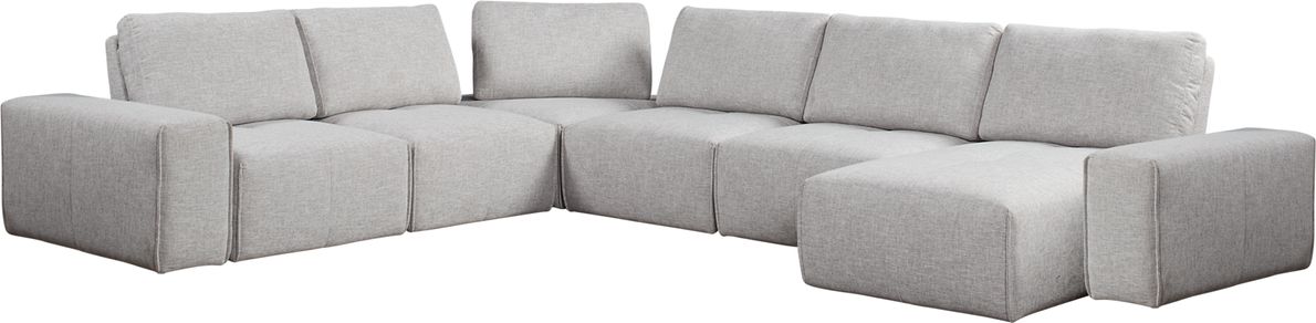 Laney Park Light Gray Textured 6 Pc Right Arm Chaise Sectional