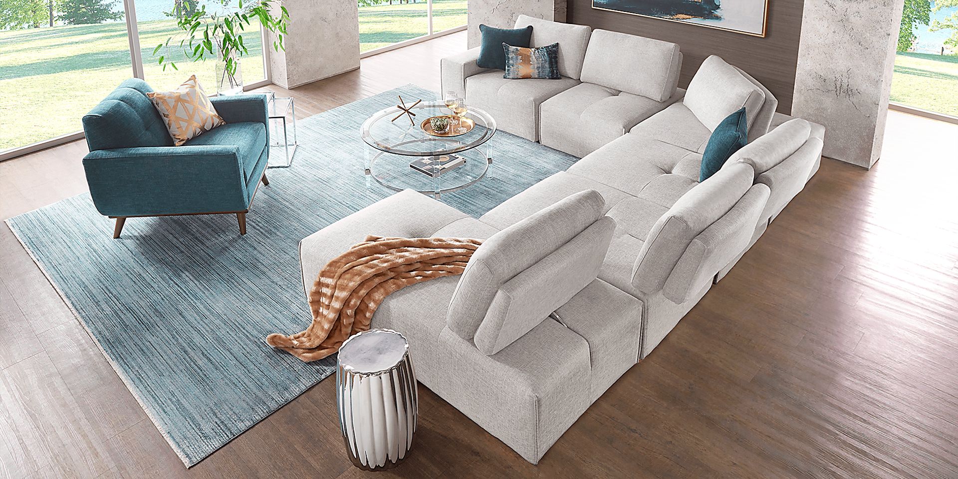 Laney Park Light Gray 6 Pc Sectional - Image 3