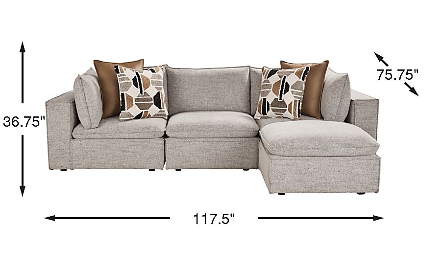 Langford Park Beige Chenille,Plush,Woven Fabric,Plush 4 Pc