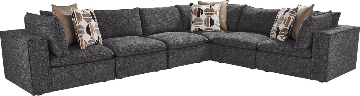 Langford Park Charcoal Black,Gray Chenille,Plush,Woven Fabric