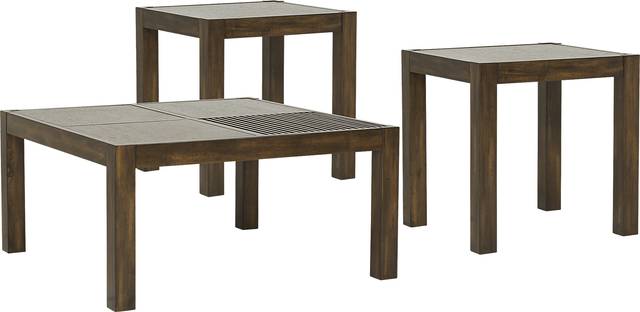 Langston Brown 3 Pc Table Set - Thumbnail - Image 1