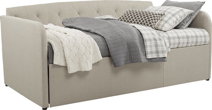 Lanie Beige Tufted Daybed with Trundle
