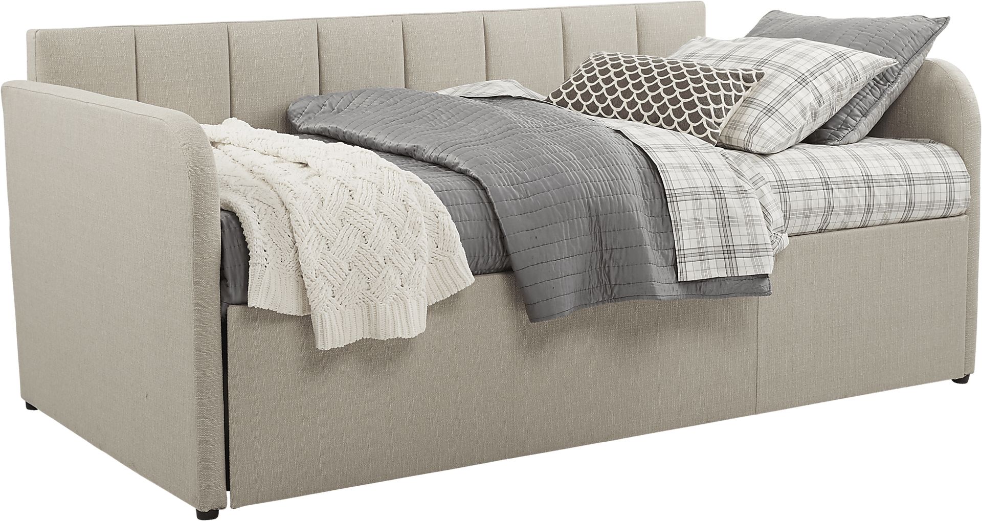 Lanie Beige Vertical Channel Daybed with Trundle - Image 2
