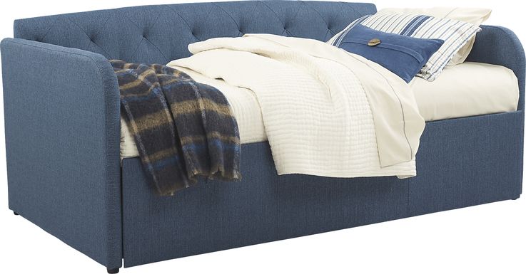 Lanie Blue Tufted Daybed with Trundle