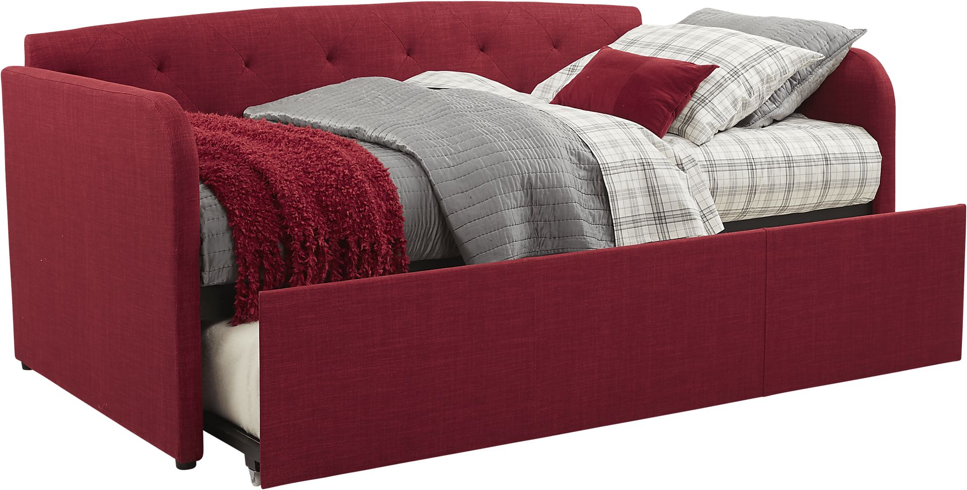 Lanie Red Tufted Daybed with Trundle - Image 2