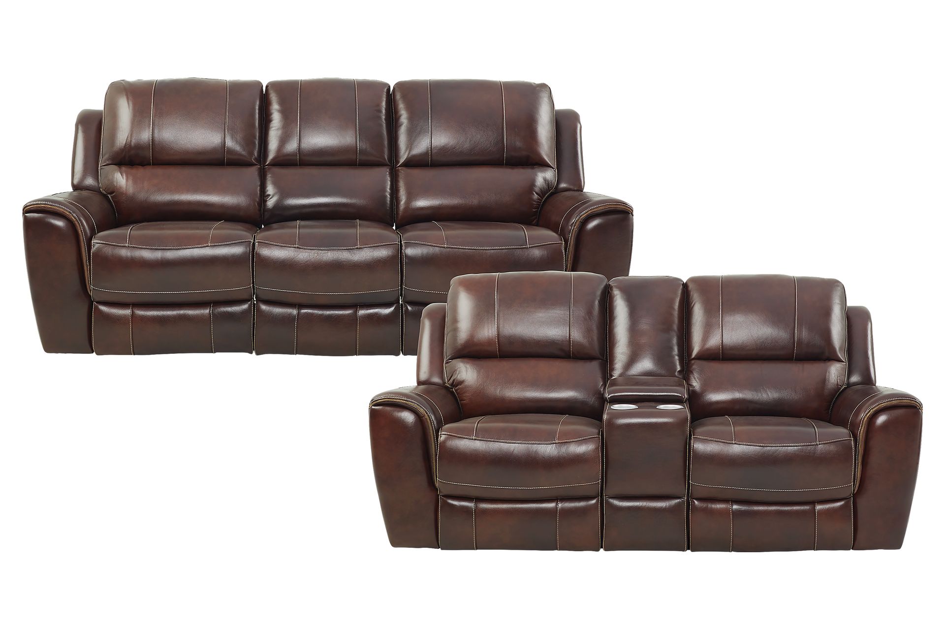 Lanzo Gray Leather 2 Pc Reclining Living Room - Image 1