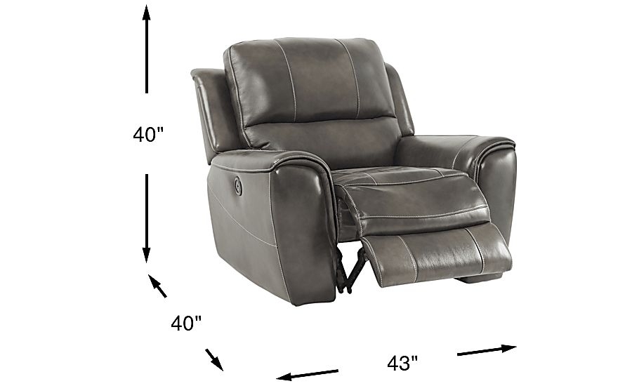 Lanzo Gray Leather Power Recliner | Rooms to Go